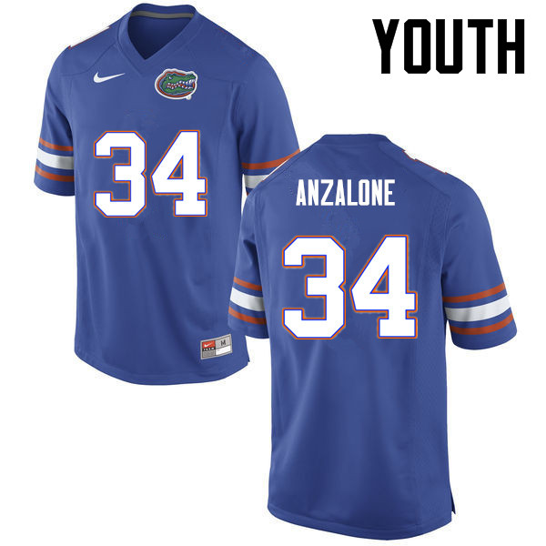 Youth Florida Gators #34 Alex Anzalone College Football Jerseys-Blue - Click Image to Close